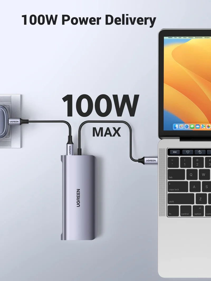 UGREEN 10 en 1 Hub USB C (HDMI Gigabit 1000 Mbps PD 100W/USB 3.0 5Gbps)