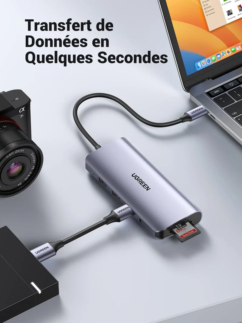 UGREEN 10 en 1 Hub USB C (HDMI Gigabit 1000 Mbps PD 100W/USB 3.0 5Gbps)