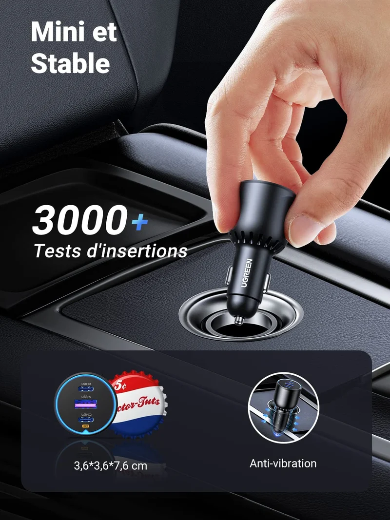 UGREEN 130W Chargeur Voiture USB C PD QC 3.0
