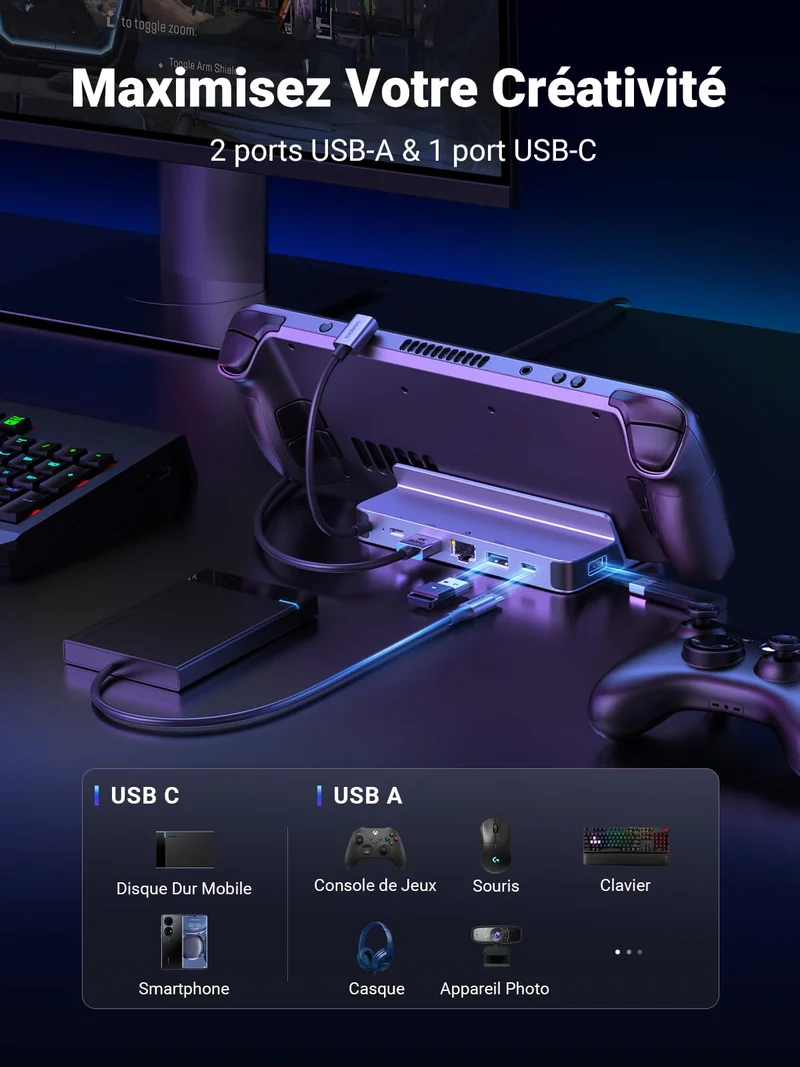UGREEN Station d'accueil pour Steam Deck hub 6 en 1
