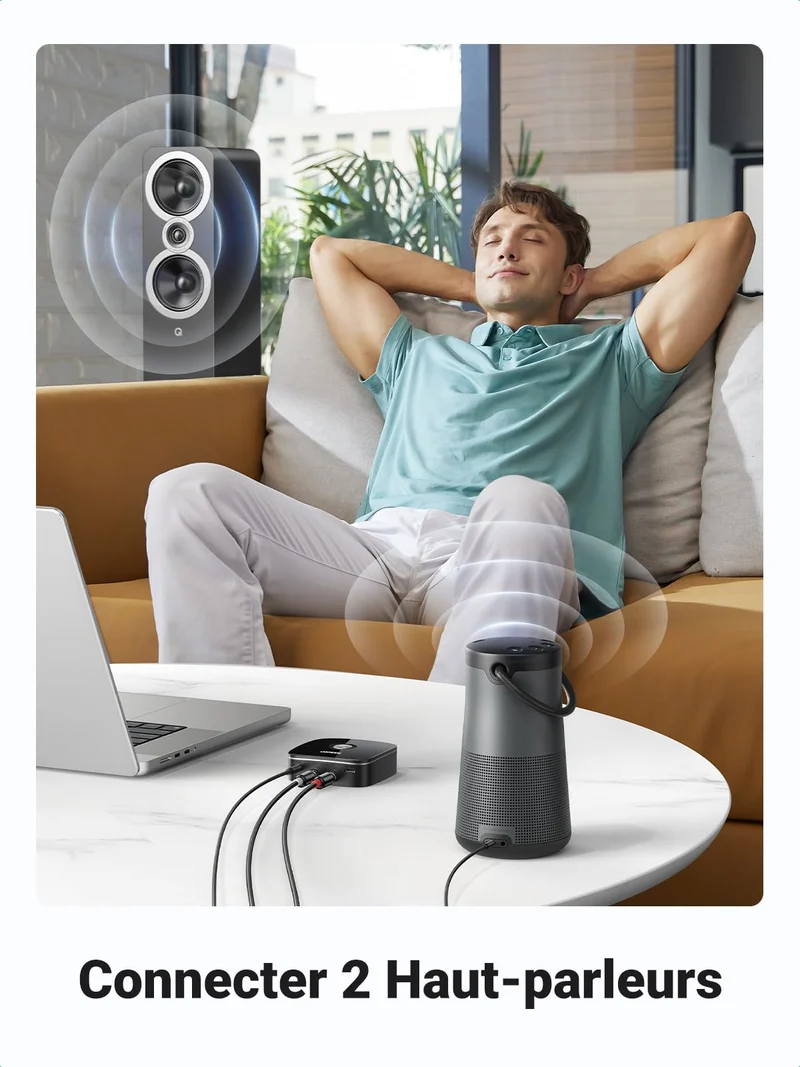 UGREEN Récepteur Bluetooth 5.0 Adaptateur Bluetooth HiFi sans Fil EDR Technologie avec 3.5mm