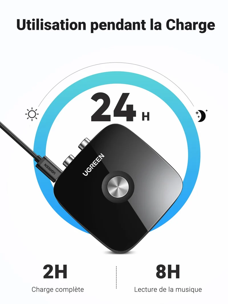 UGREEN Récepteur Bluetooth 5.0 Adaptateur Bluetooth HiFi sans Fil EDR Technologie avec 3.5mm