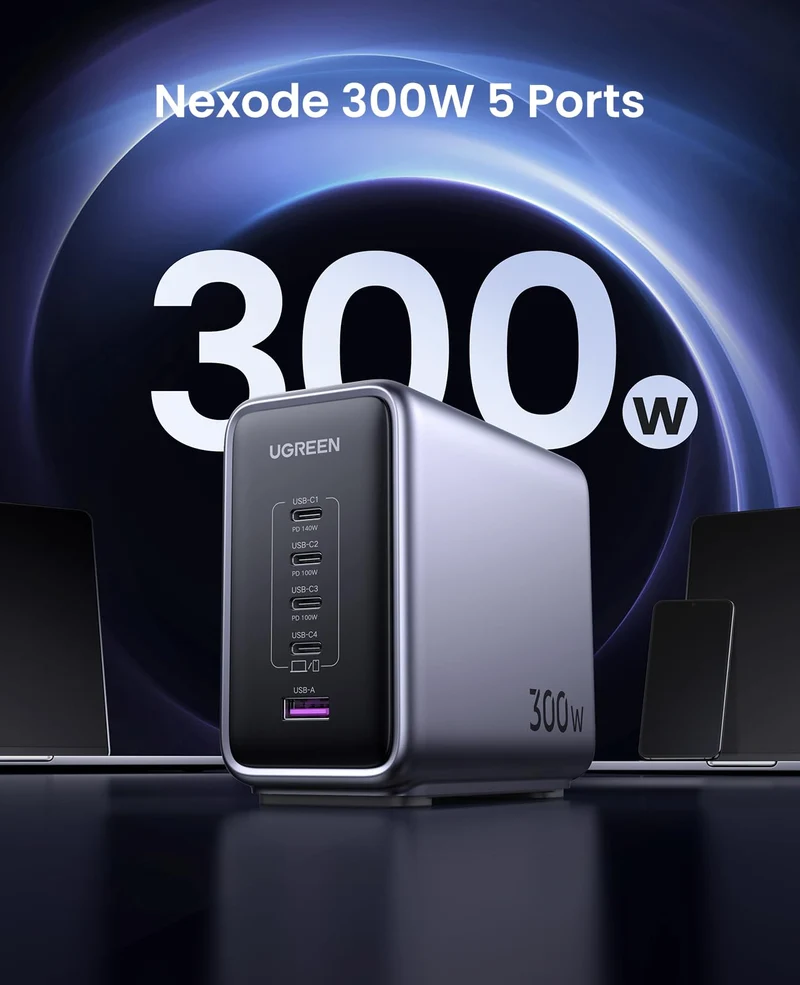 UGREEN Nexode 300W GaN Chargeur PD USB-C avec 5 ports