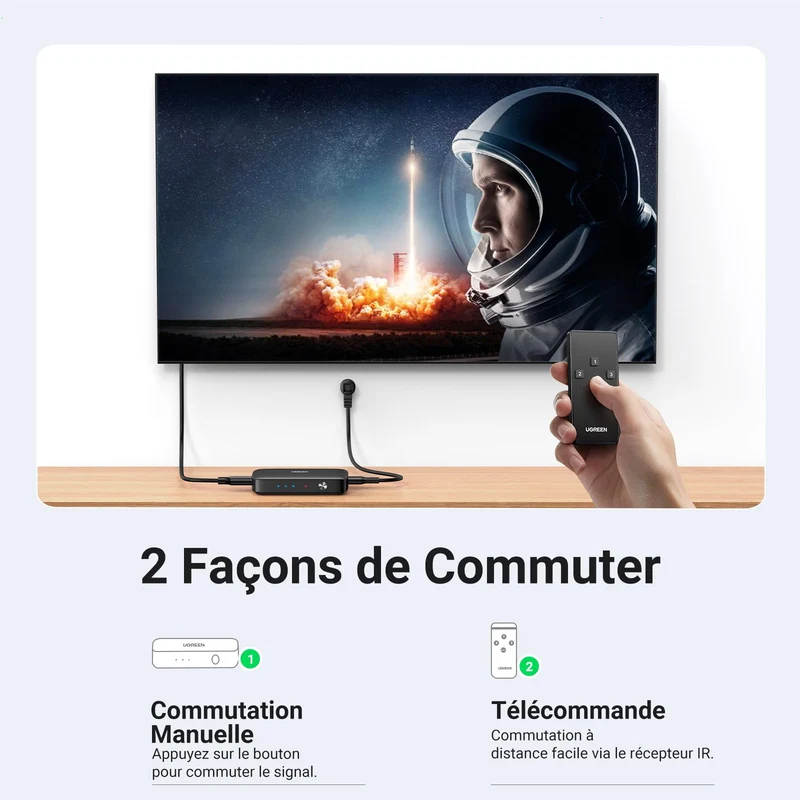 UGREEN Switch HDMI 4K 30Hz Commutateur HDMI 3 1080P 60Hz
