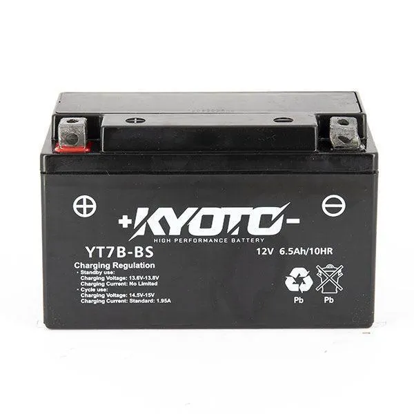 Batterie moto GT7B-BS 12V 6.5Ah AGM prête à l’emploi – Équivalente YT7B-BS Kyoto