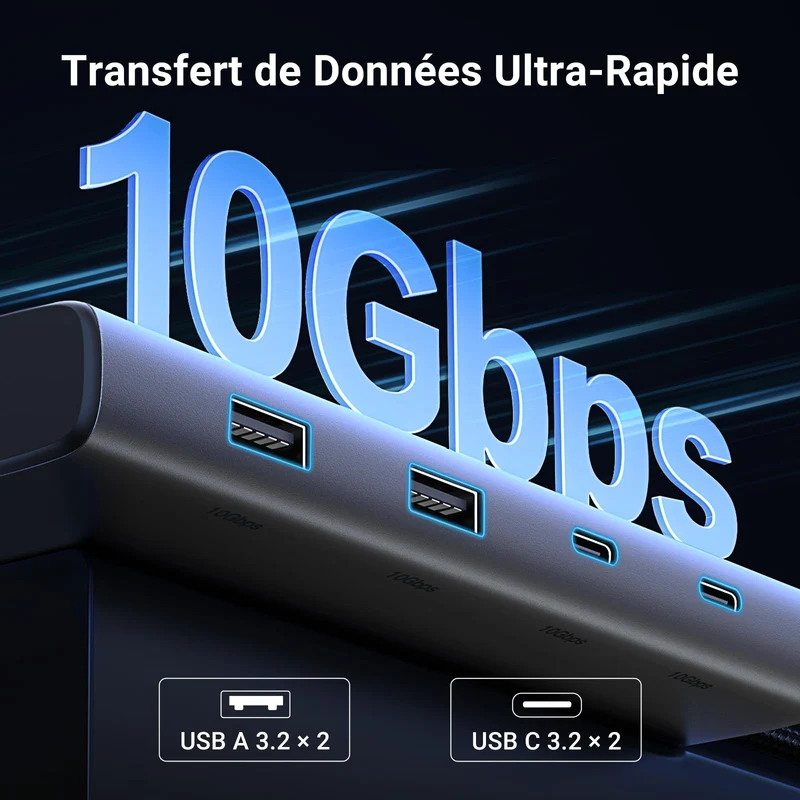 UGREEN Revodok 308 Docking Station Hub USB C 2 HDMI 4K 1080P Triple Affichage 8 en 1 Adaptateur