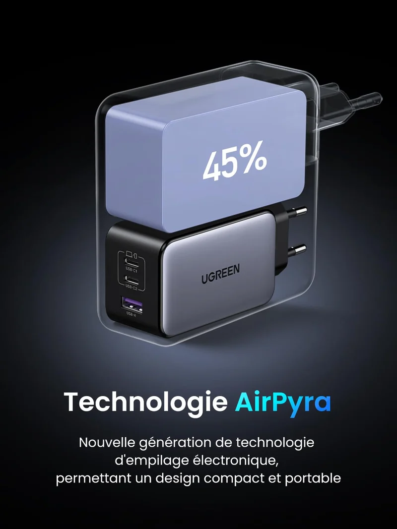 UGREEN Nexode X 100W Chargeur USB C Rapide avec Technologie GaNInfinity