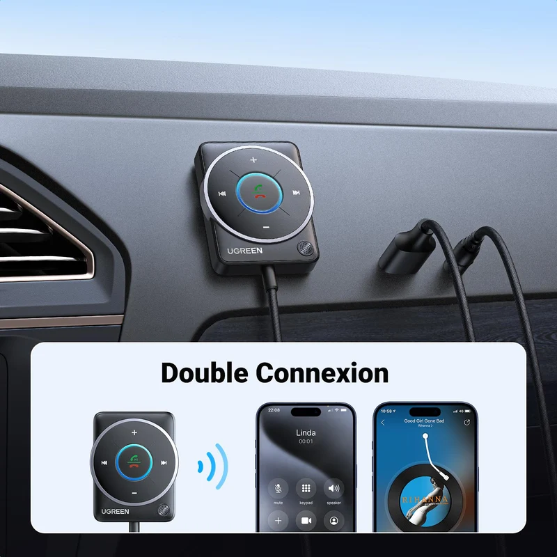 UGREEN Récepteur Bluetooth 5.4 Voiture Adaptateur Bluetooth Jack 3.5mm