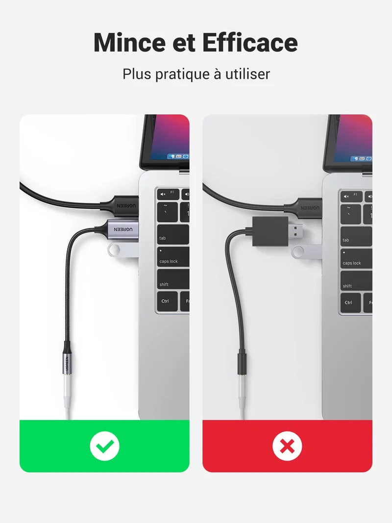 UGREEN Adaptateur USB vers Jack 3,5mm Carte Son Externe USB