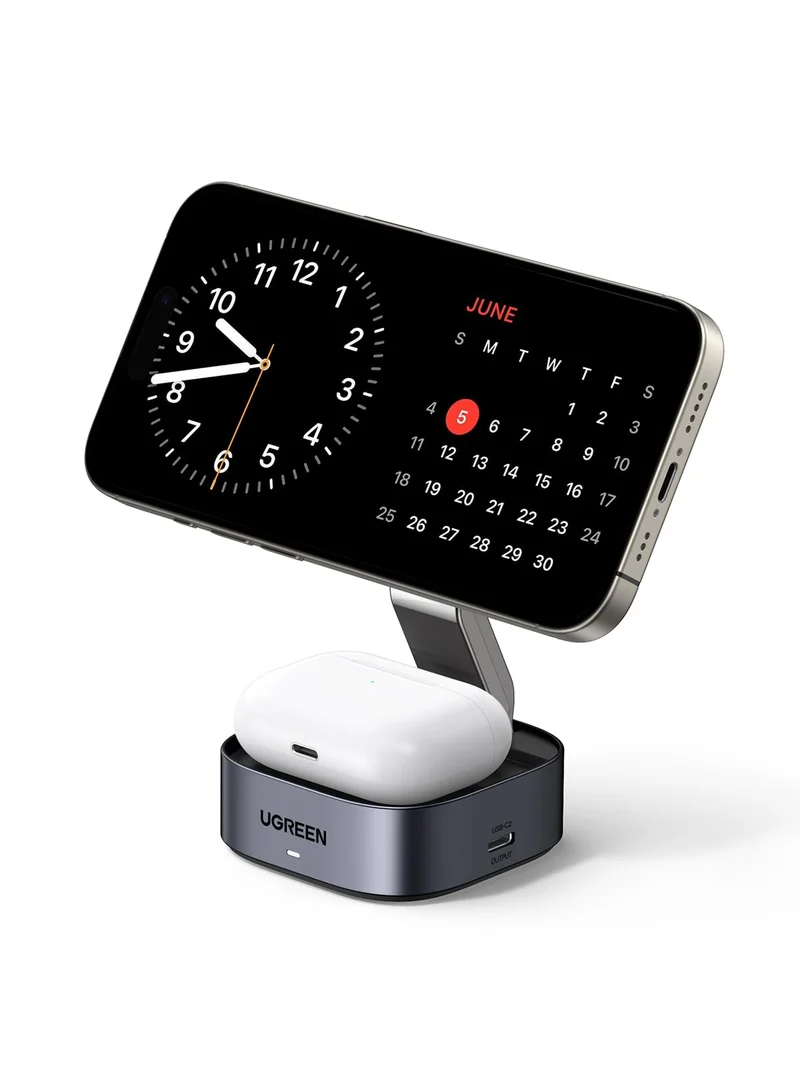 UGREEN MagFlow Chargeur Sans Fil 2-en-1 (Qi2 15W, Compatible MagSafe, Pliable)