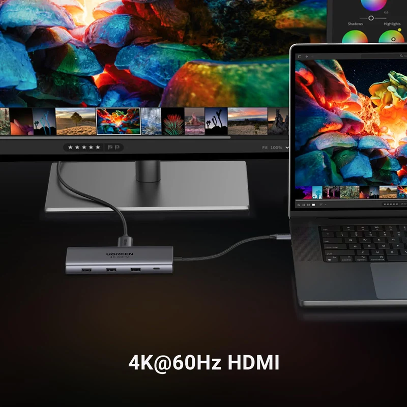 UGREEN Revodok Pro 109 Hub USB C 3.2 10Gbps 4K60Hz HDMI RJ45 Ethernet 9 en 1 Adaptateur USB C