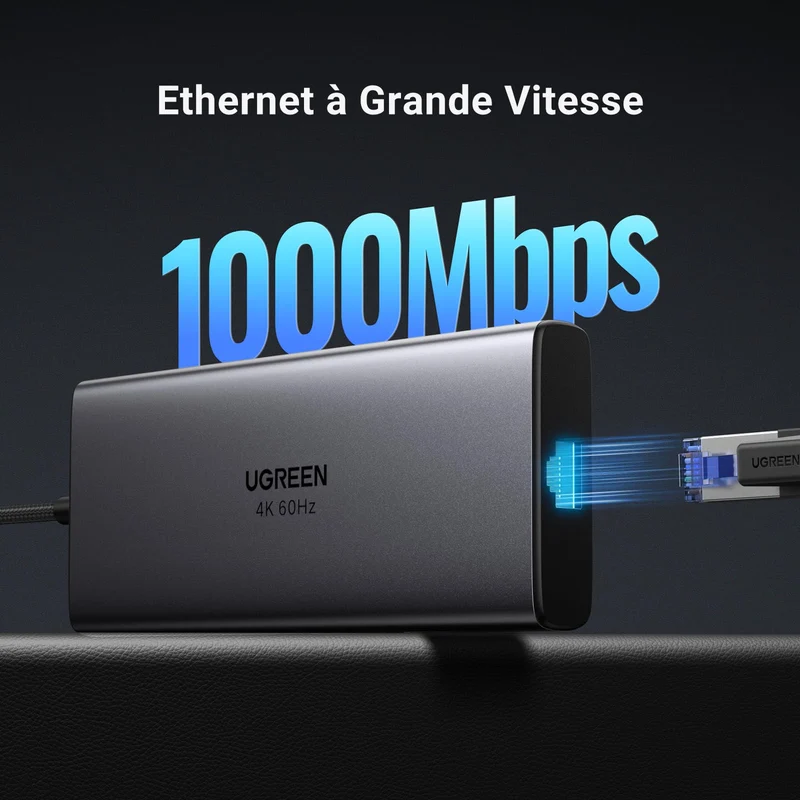 UGREEN Revodok Pro 109 Hub USB C 3.2 10Gbps 4K60Hz HDMI RJ45 Ethernet 9 en 1 Adaptateur USB C