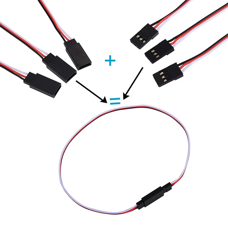 10 Stück Servo Verlängerungskabel Anschlusskabel 320mm 12,59 inch 3 Pin Kabel Männlich zu Weiblich JR Stecker für RC Flugzeug