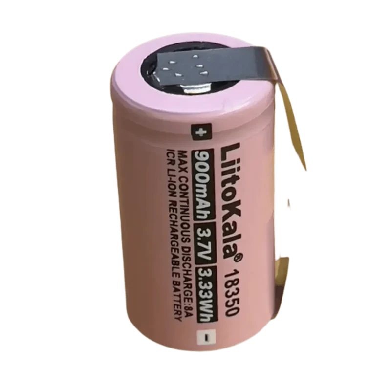 Batterie Lithium Rechargeable ICR 3.7v 18350 900mAh - 8A avec languettes